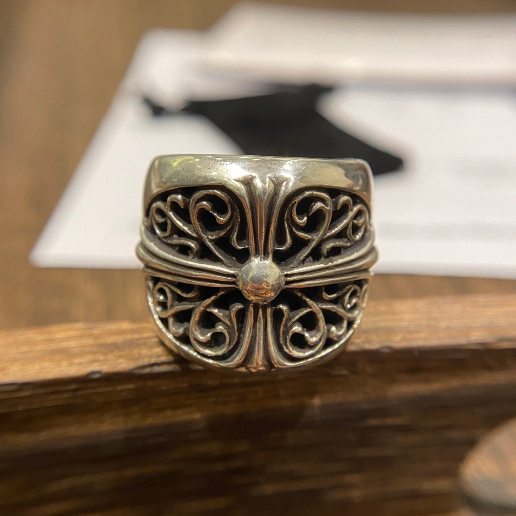 Gothic Emblem Statement Ring in Metal-Tone – Design 06 main product view