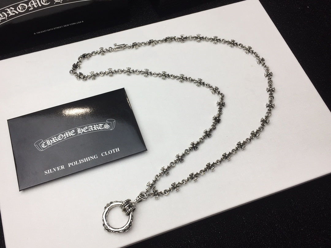 Signature Emblem Pendant Necklace in Polished Metal-Tone – Design 100 main product view