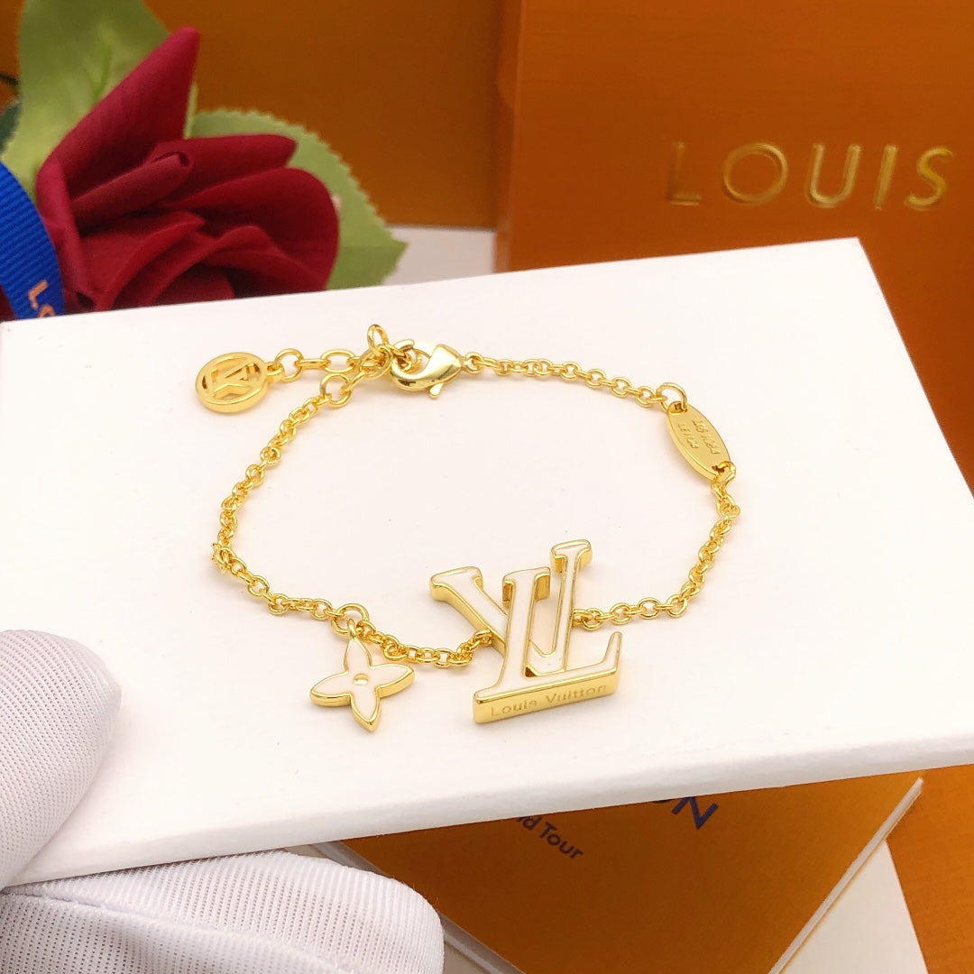 Geometric Emblem Bracelet in Gold-Tone – Pink Detail – Design 006 side detail