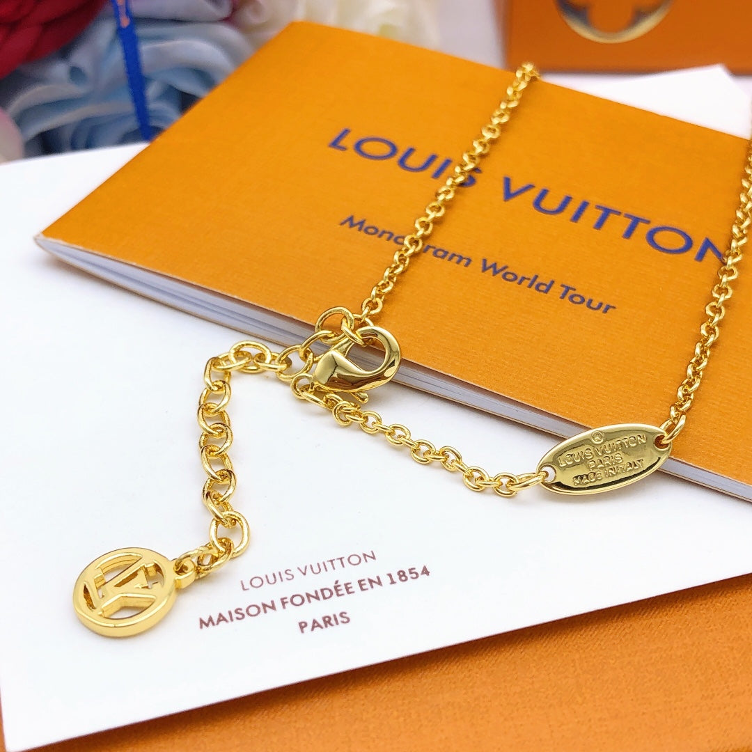 Geometric Emblem Pendant Necklace in Gold-Tone – White Detail – Design 006 main product view