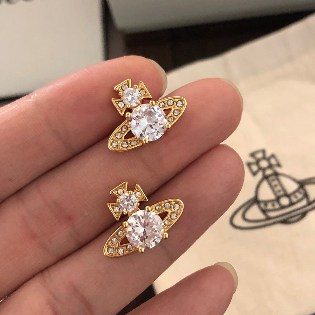 Orb Stud Earrings in Polished Metal-Tone – Design 001 side detail