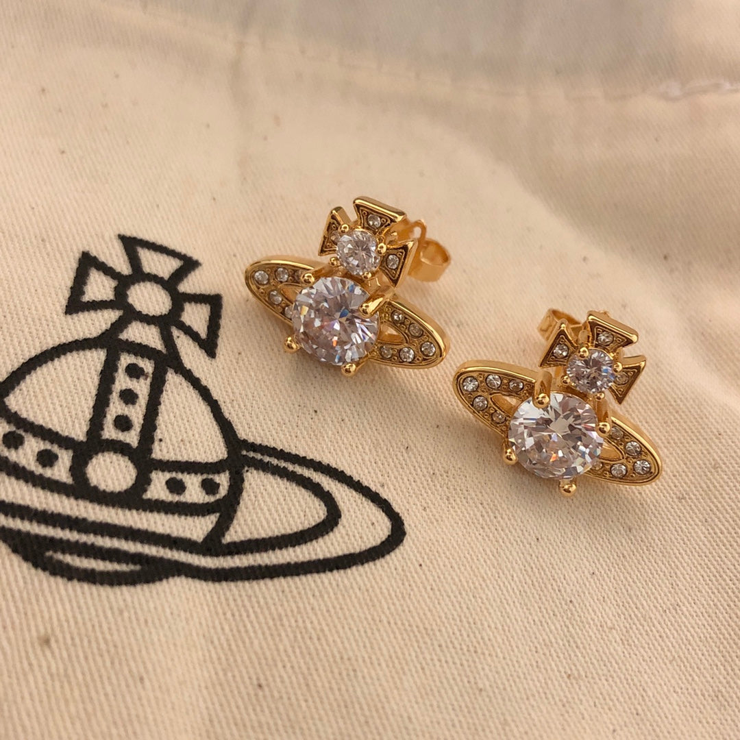 Orb Stud Earrings in Polished Metal-Tone – Design 001 front product view