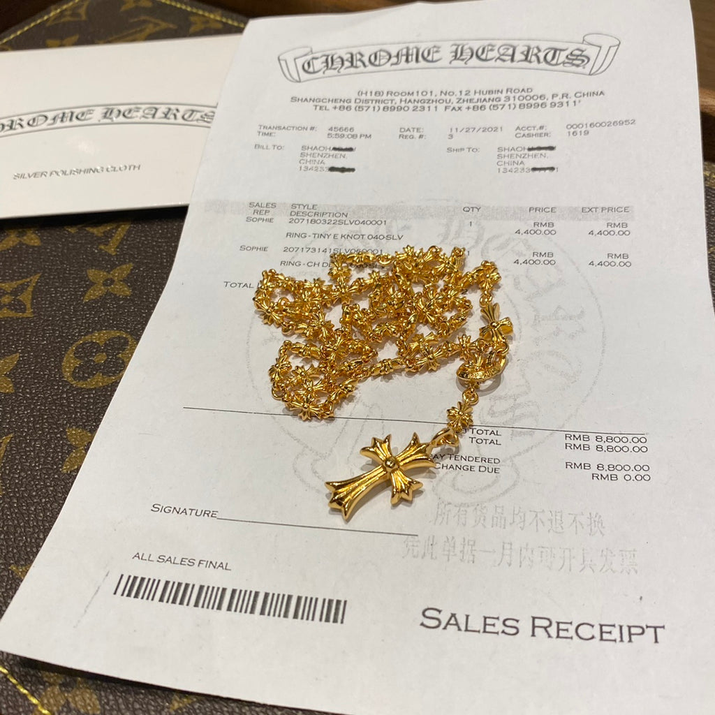 Signature Emblem Pendant Necklace in Gold-Tone – Design 044 close-up detail