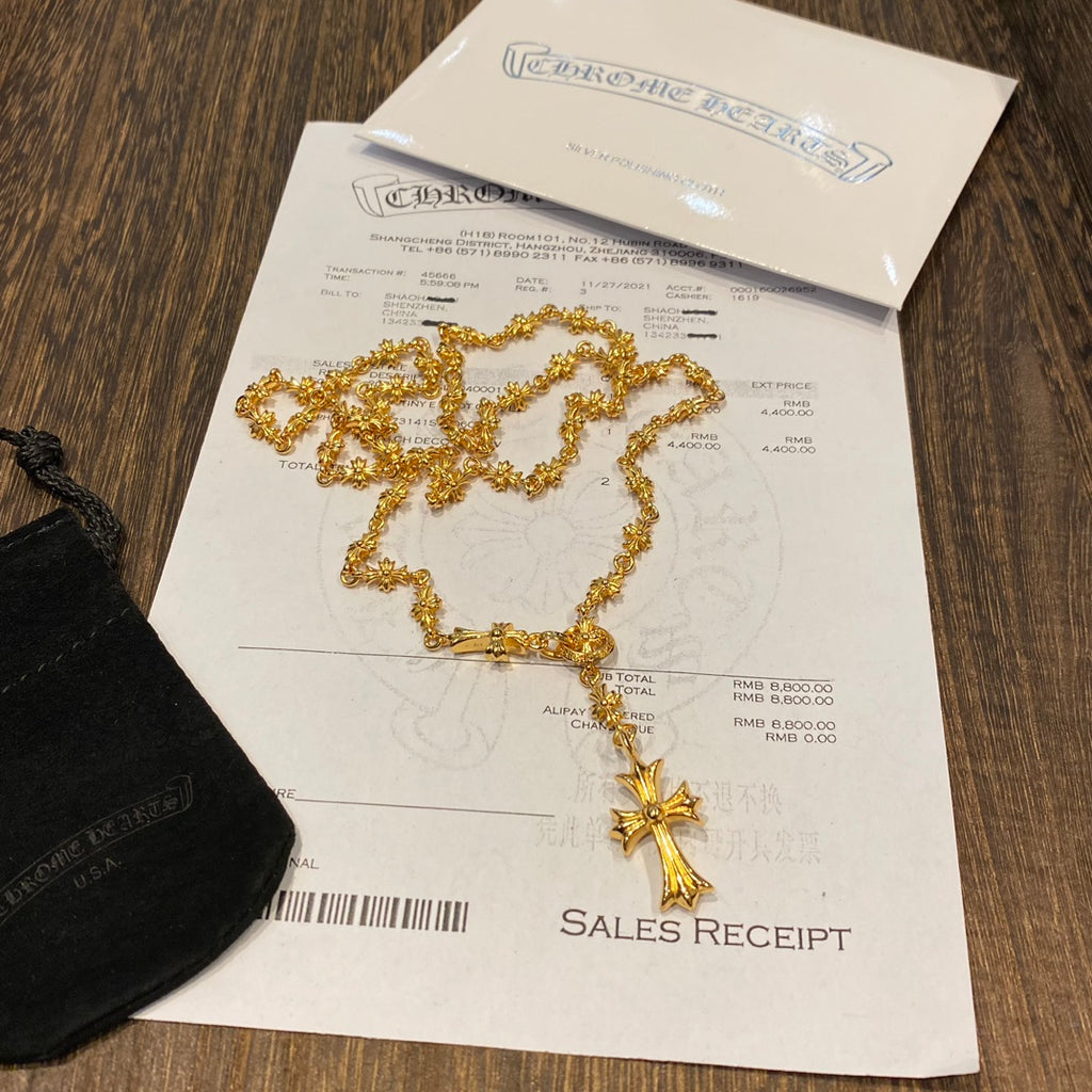 Cross Pendant Necklace in Gold-Tone – Ring Motif detail view