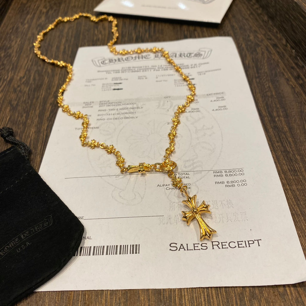 Cross Pendant Necklace in Gold-Tone – Ring Motif front product view