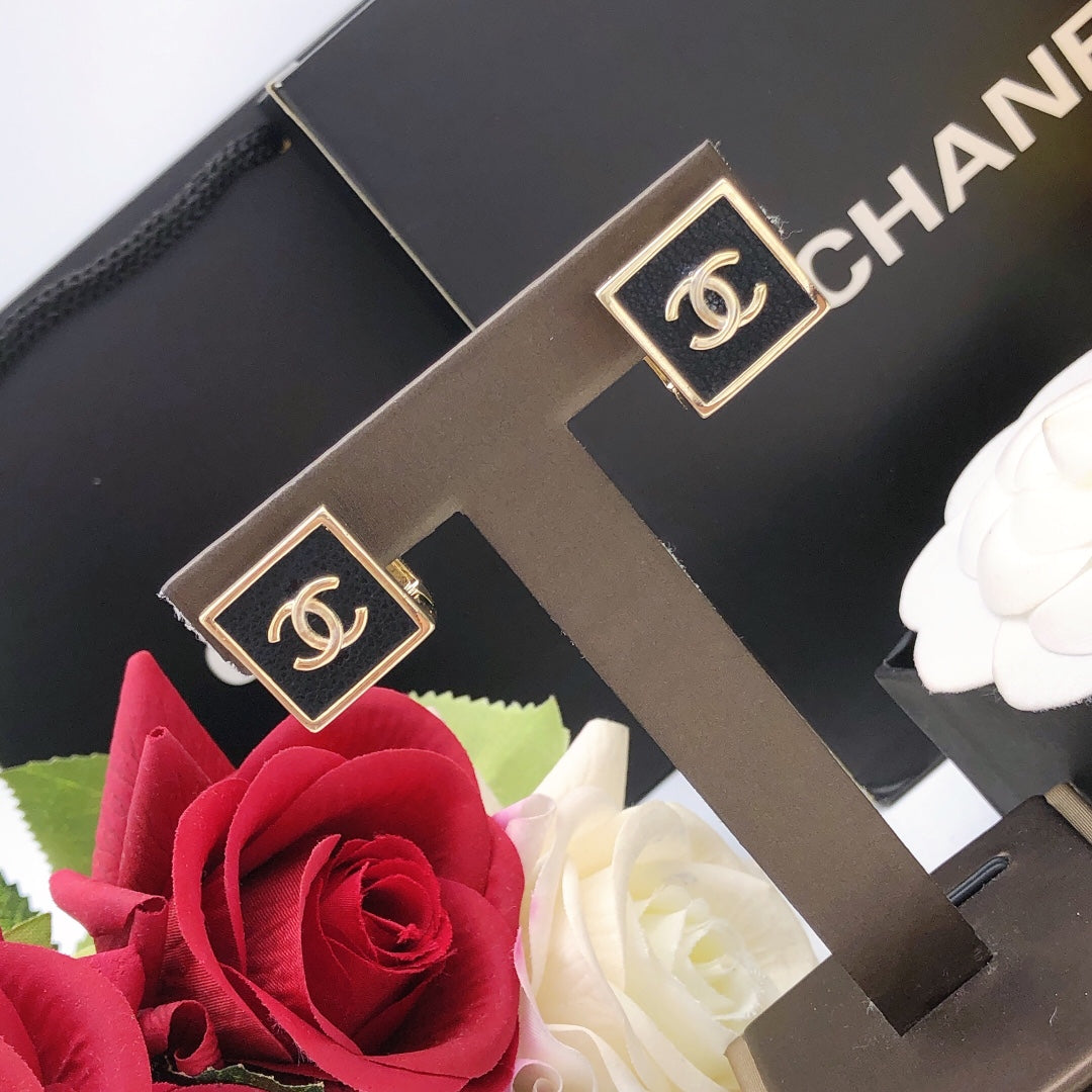 Square Stud Earrings in Gold-Tone – Design 001 styled product view