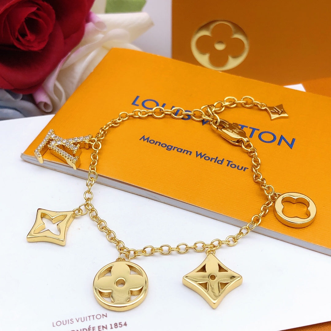 Geometric Emblem Bracelet in Gold-Tone – Design 052 main product view