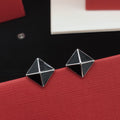 Signature Emblem Stud Earrings in Gold-Tone – Black main product view