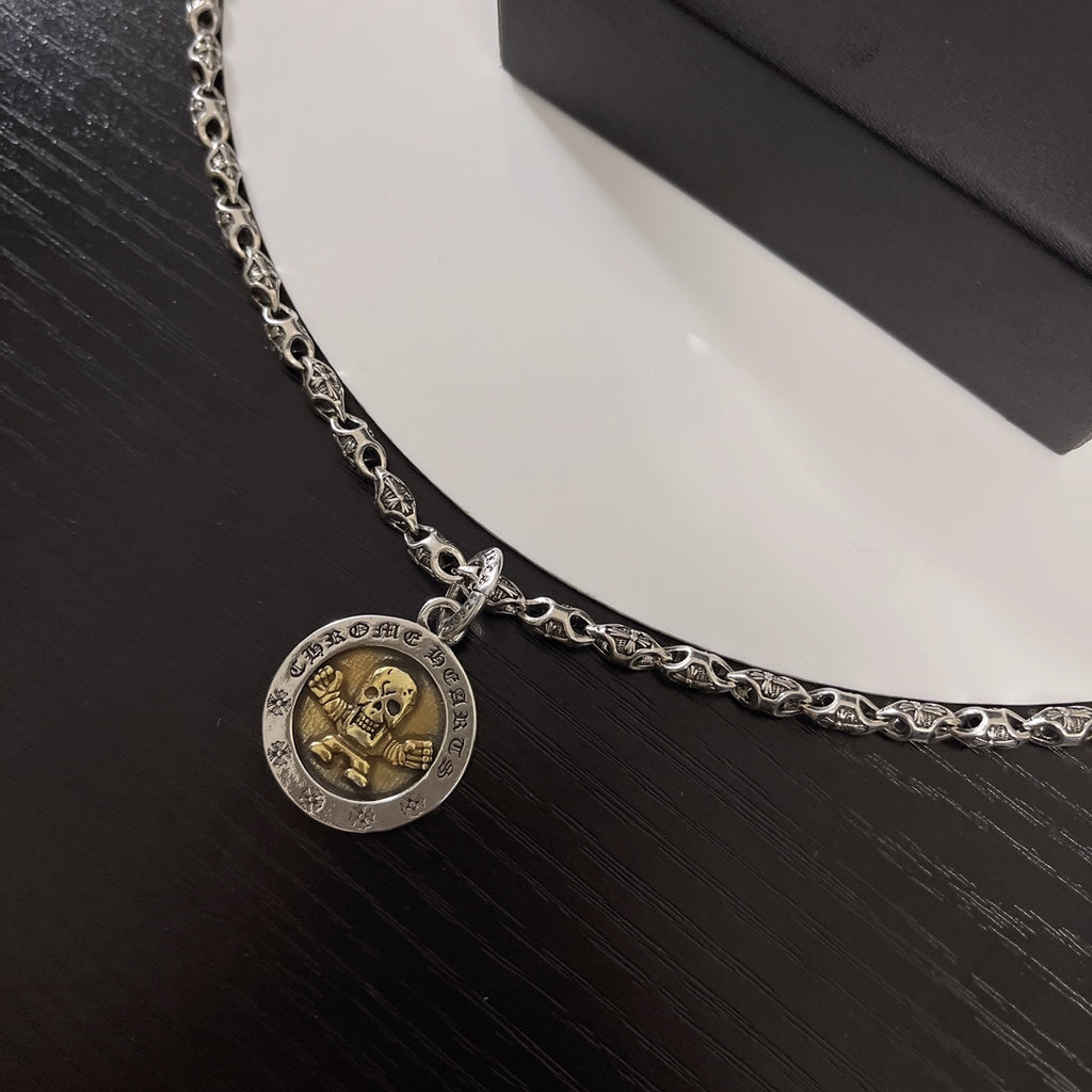 Gothic Emblem Pendant Necklace in Metal-Tone – Design 47 styled product view