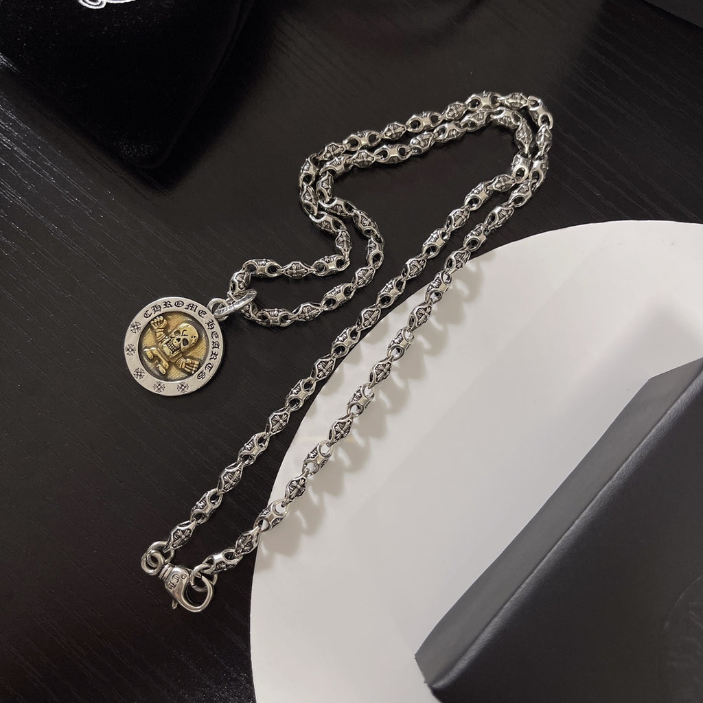 Gothic Emblem Pendant Necklace in Metal-Tone – Design 47 detail view