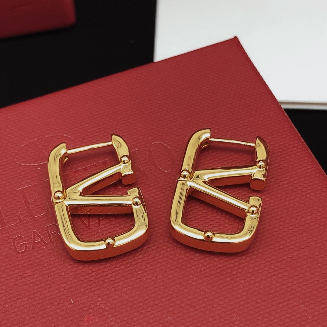 Signature Emblem Drop Earrings in Gold-Tone – Design 02 front view