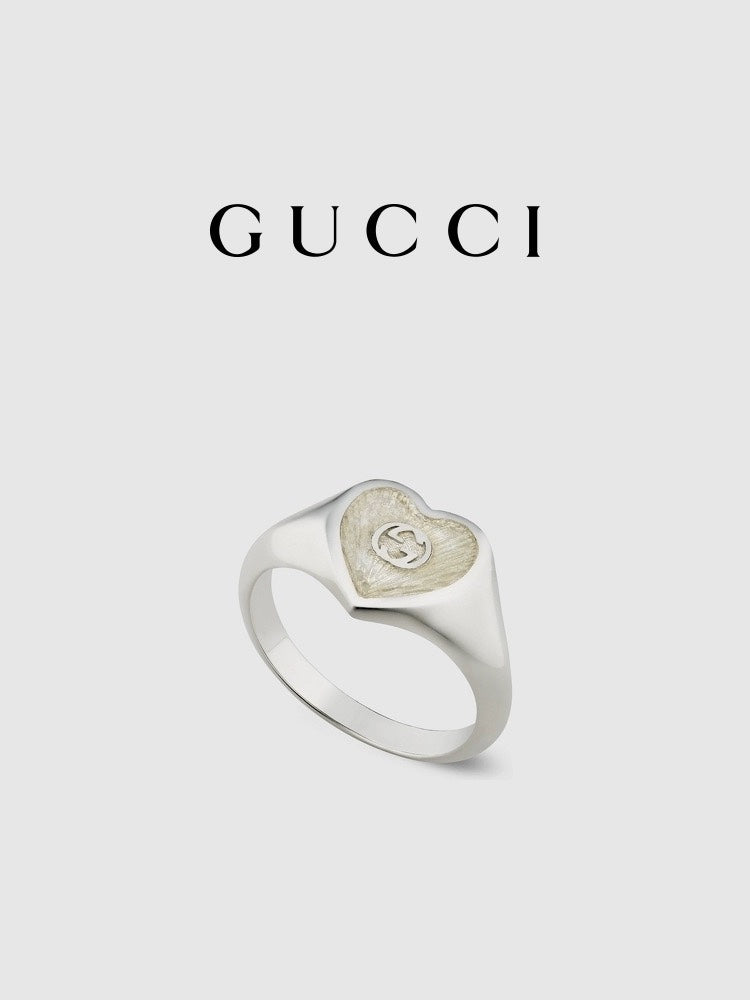 Double-G Emblem Statement Ring in Polished Metal-Tone – Design 001 front product view