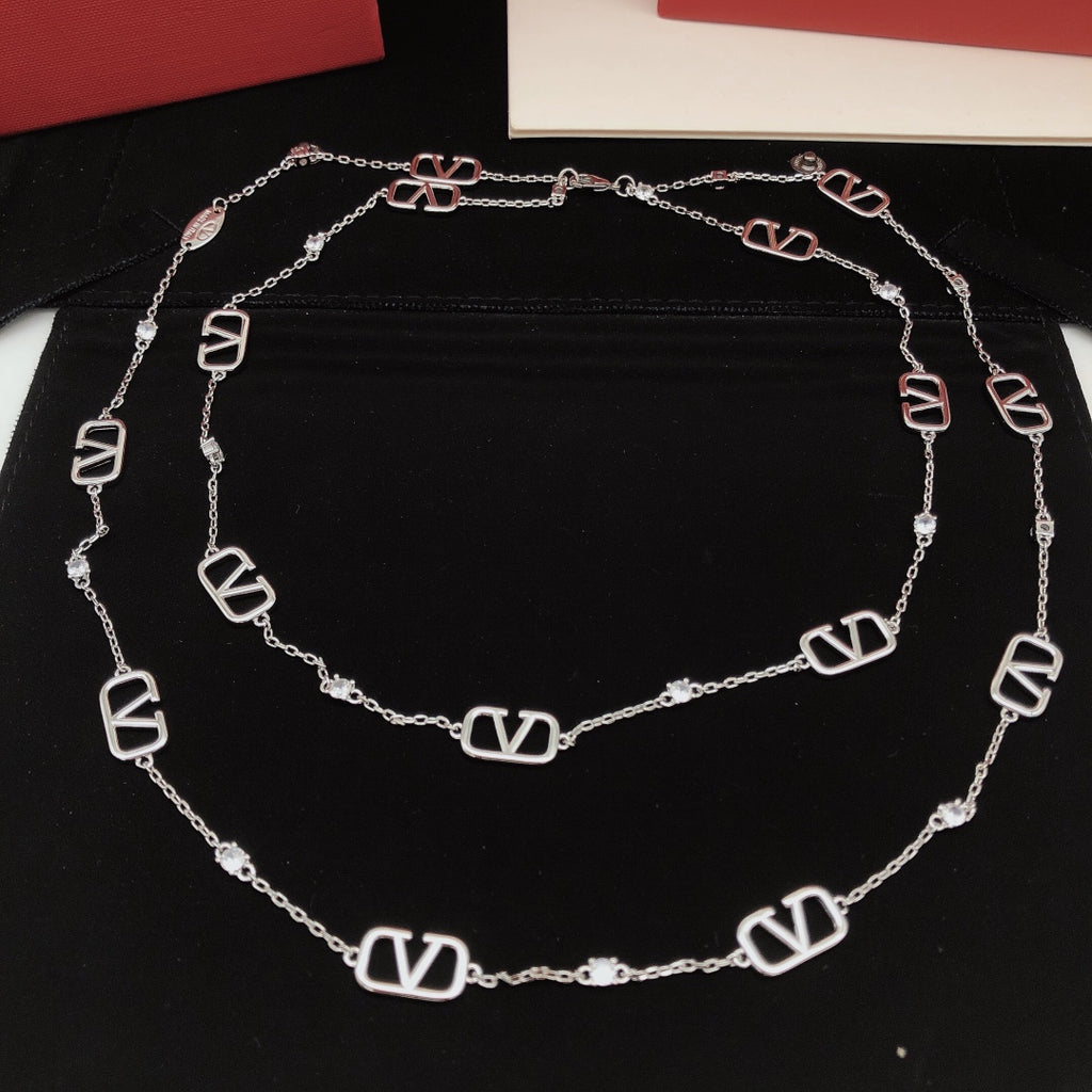 Signature Emblem Double-Layer Pendant Necklace detail view