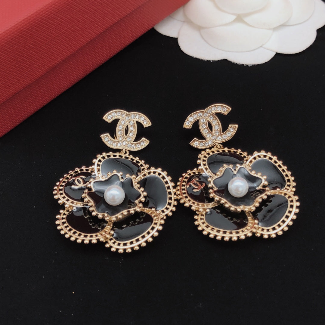 Camellia Stud Earrings in Gold-Tone – Camellia Detail – Design 007 detail view