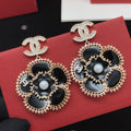 Camellia Stud Earrings in Gold-Tone – Camellia Detail – Design 007 main product view