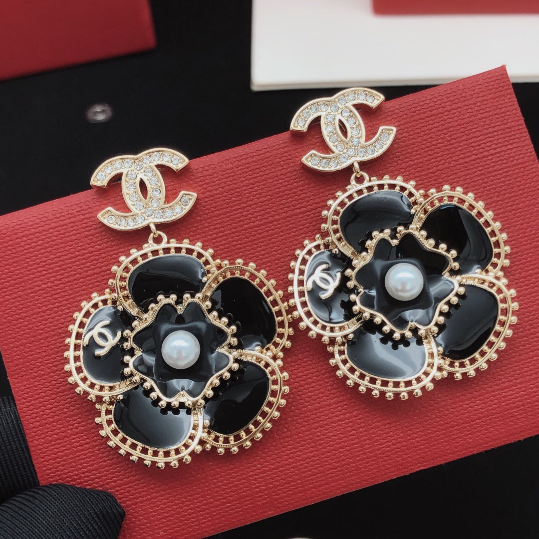 Camellia Stud Earrings in Gold-Tone – Camellia Detail – Design 007 main product view