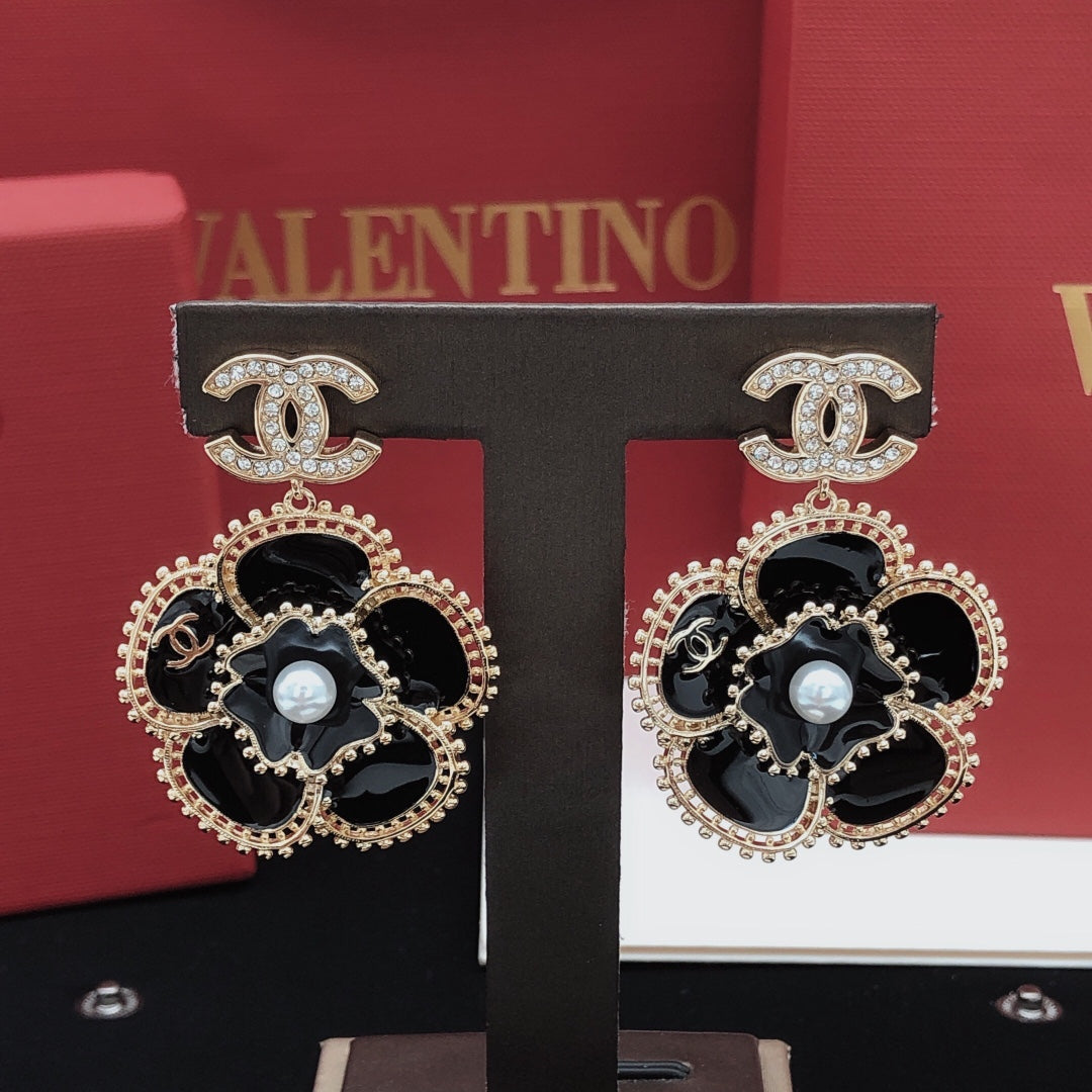 Camellia Stud Earrings in Gold-Tone – Camellia Detail – Design 007 detail view