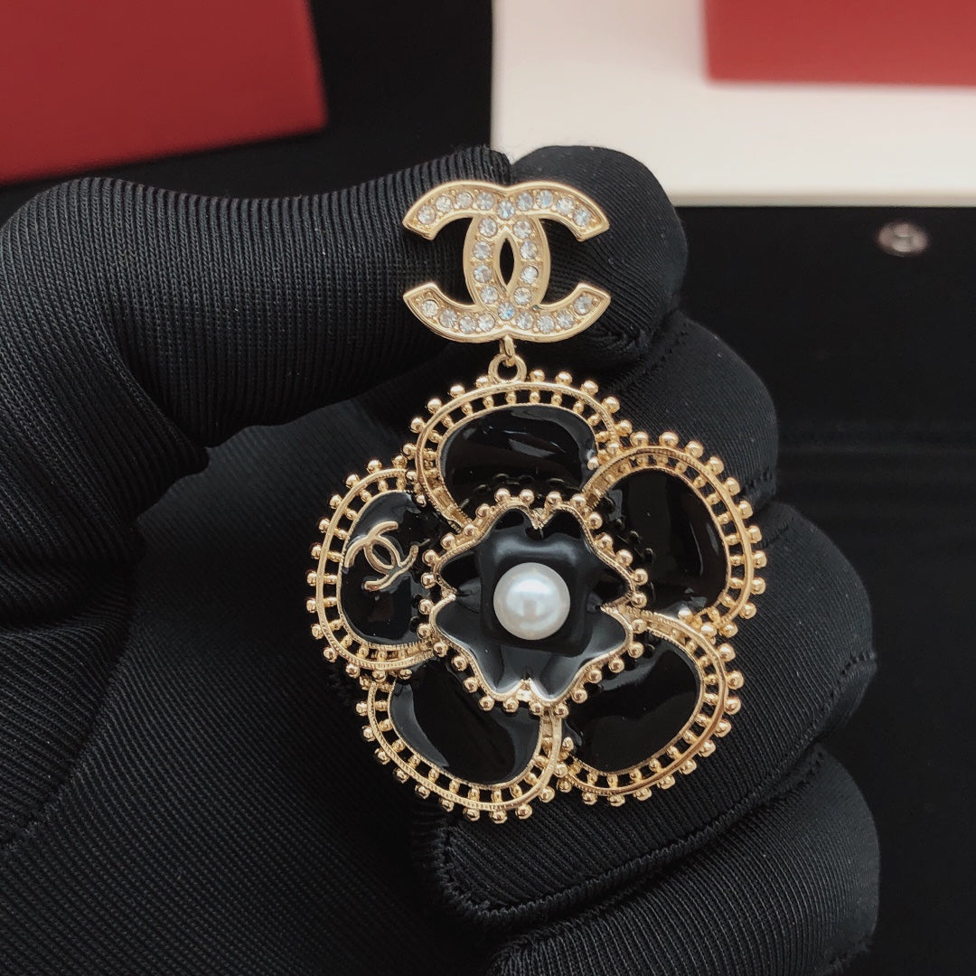 Camellia Stud Earrings in Gold-Tone – Camellia Detail – Design 007 close-up detail