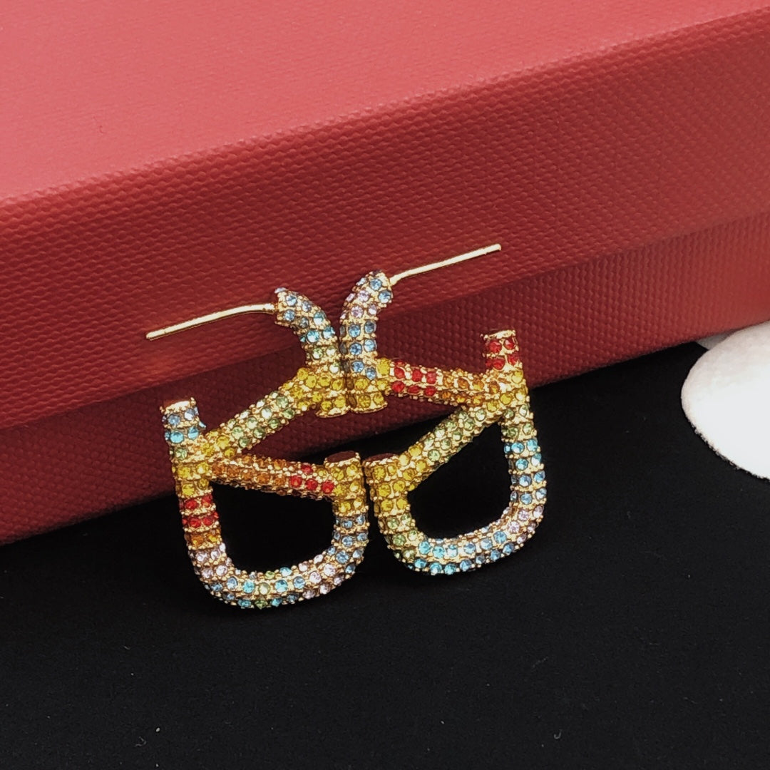 Signature Emblem Crystal-Accent Stud Earrings – Medium styled detail