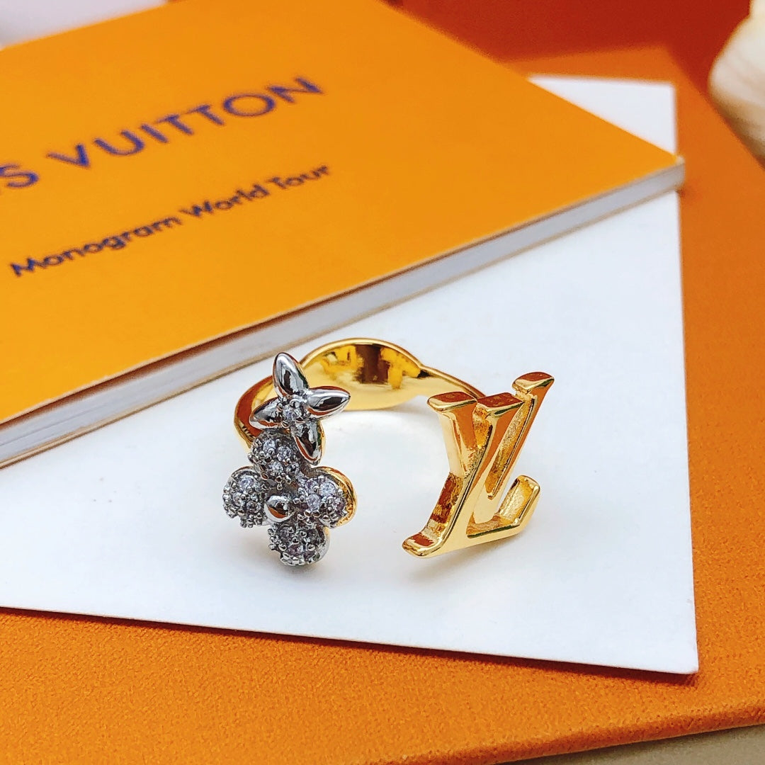 Geometric Emblem Statement Ring in Gold-Tone – Design 012 front product view