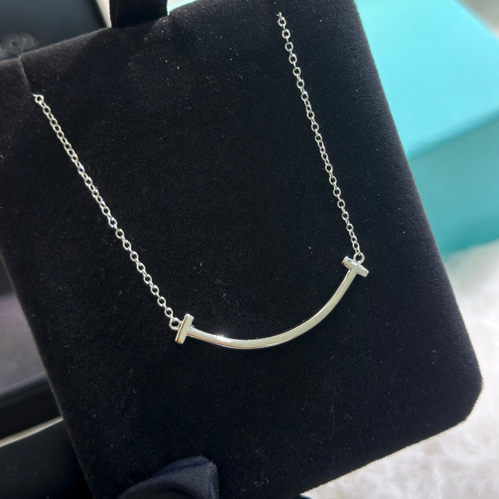 Smile Pendant Necklace in Gold-Tone front product view