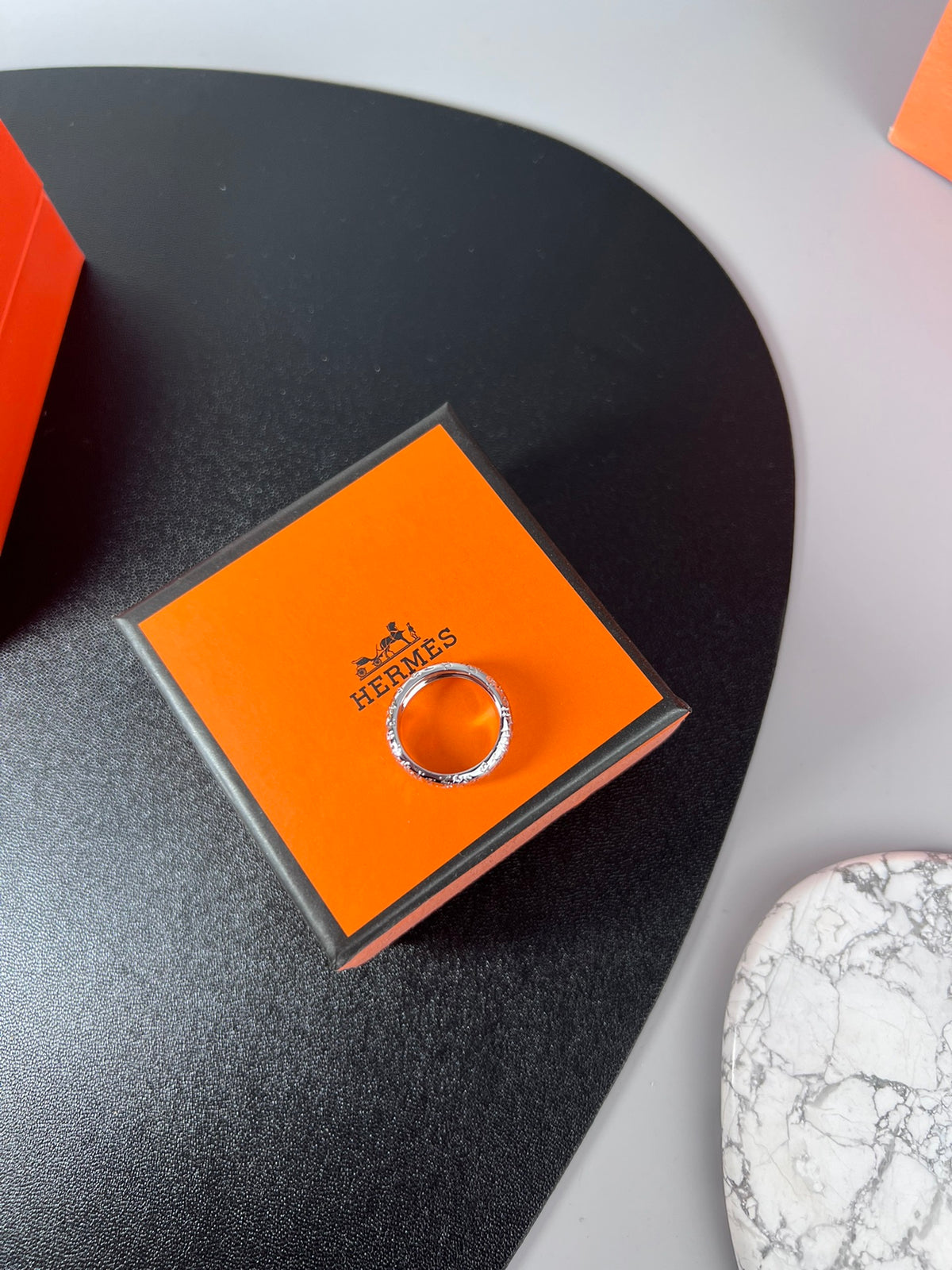 Horse Statement Ring in Polished Metal-Tone – Design 008 detail view