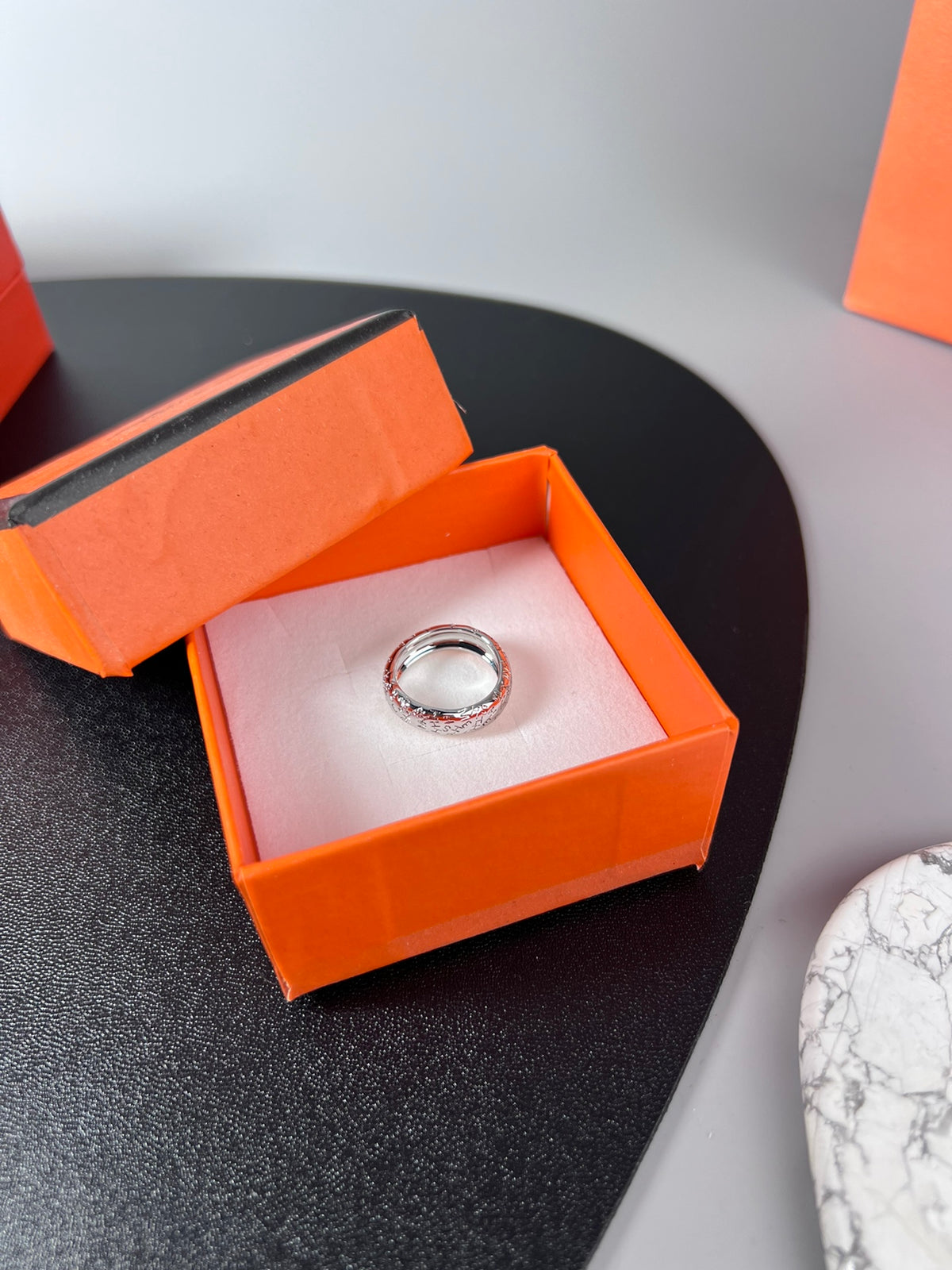 Horse Statement Ring in Polished Metal-Tone – Design 001 close-up detail