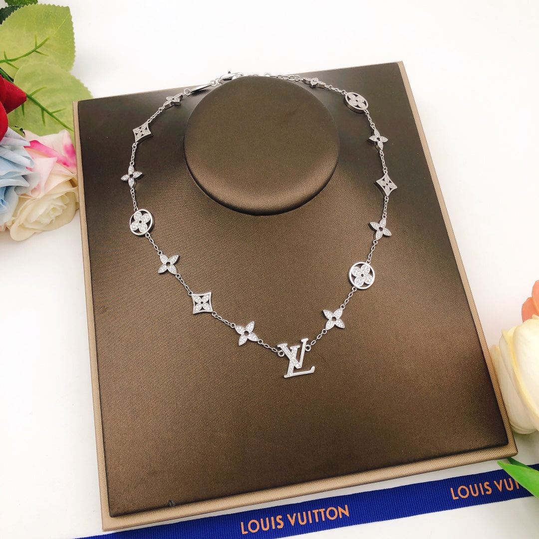 Geometric Emblem Pendant Necklace in Silver-Tone – Silver Detail – Design 004 styled product view