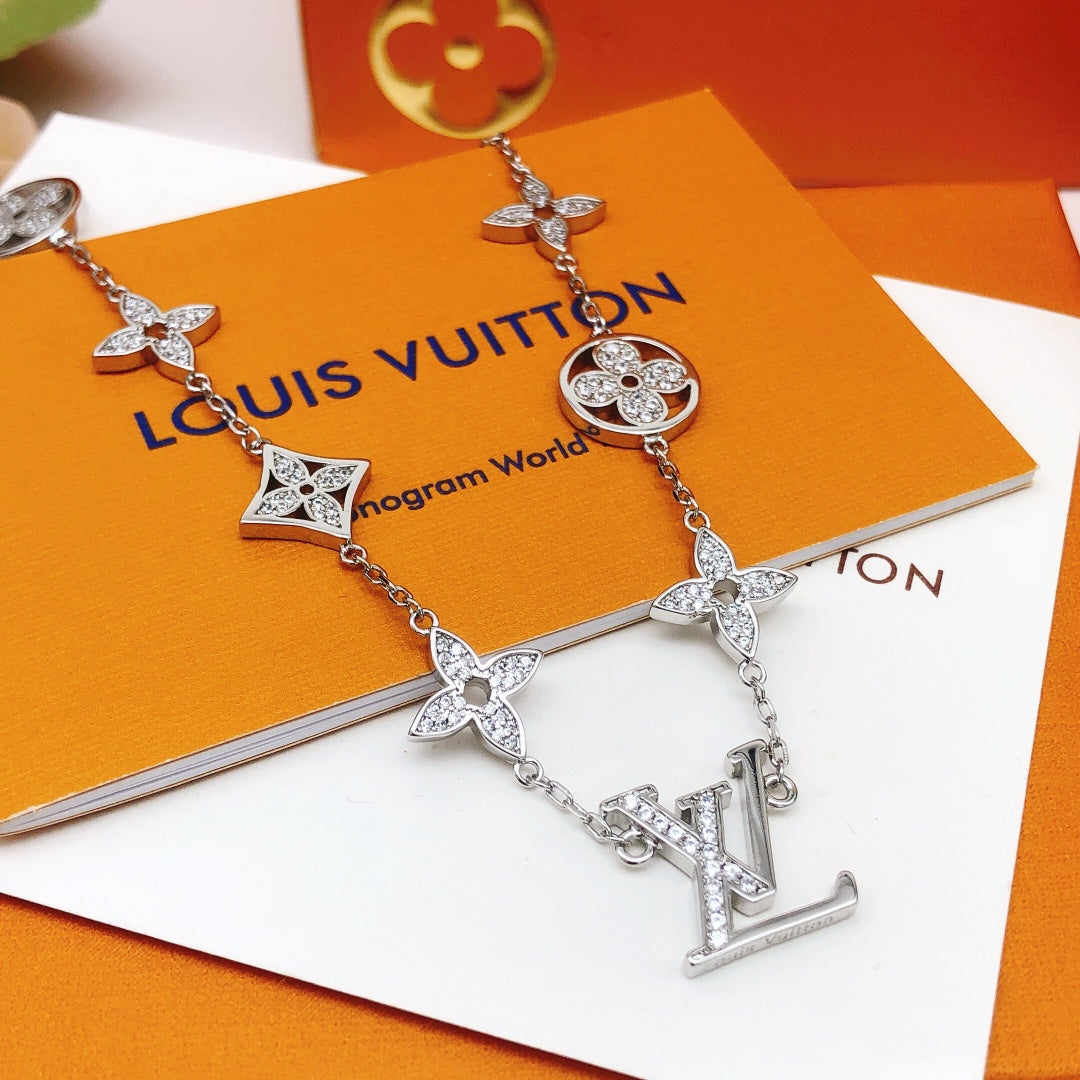 Geometric Emblem Pendant Necklace in Silver-Tone – Silver Detail – Design 004 main product view