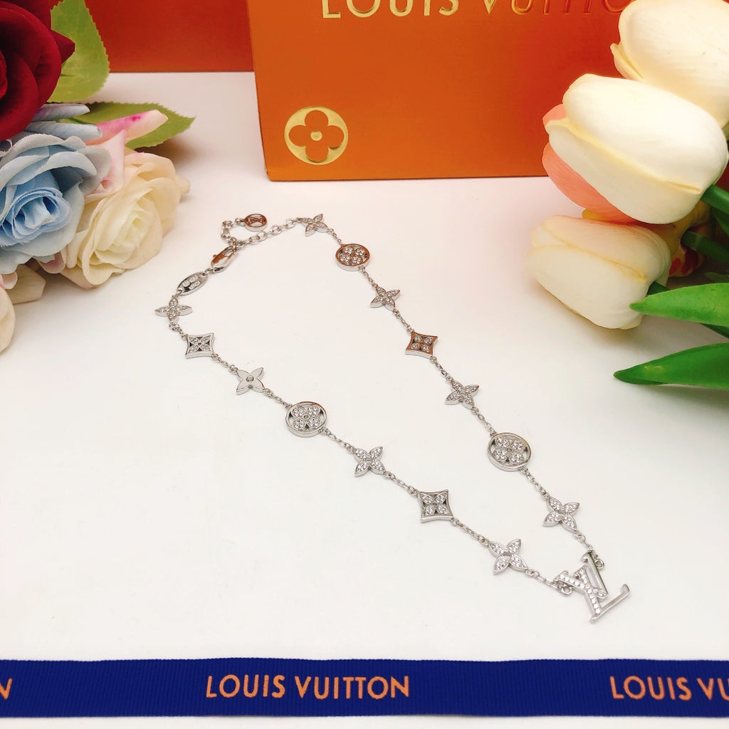 Geometric Emblem Pendant Necklace in Silver-Tone – Silver Detail – Design 004 front product view