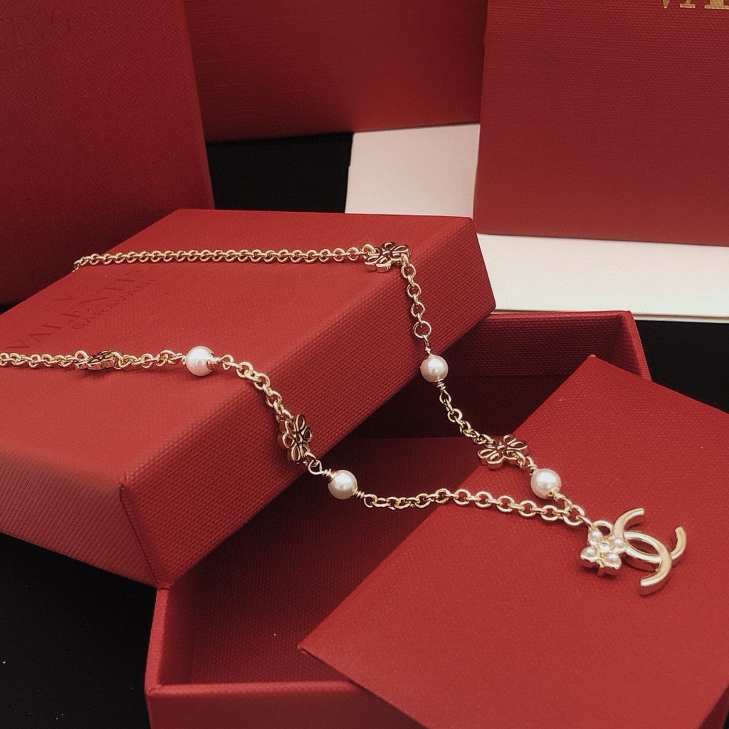 Camellia Pendant Necklace in Gold-Tone – Camellia Detail – Design 006 main product view