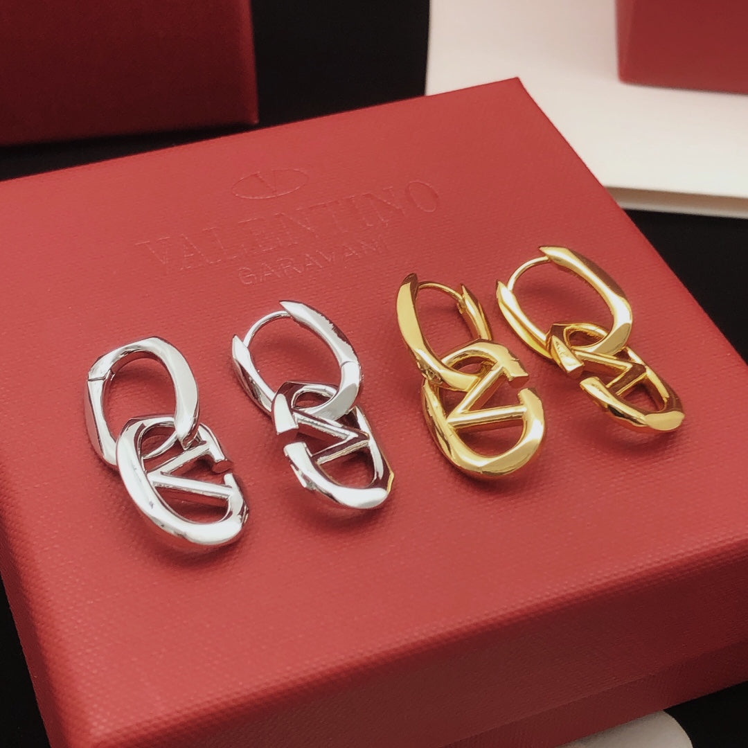 Signature Emblem Drop Earrings in Gold-Tone – Design 08 detail view
