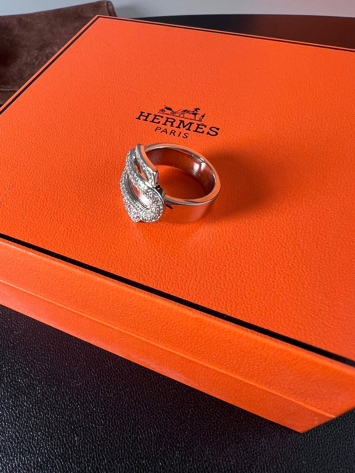 Horse Statement Ring in Polished Metal-Tone – Design 007 side detail
