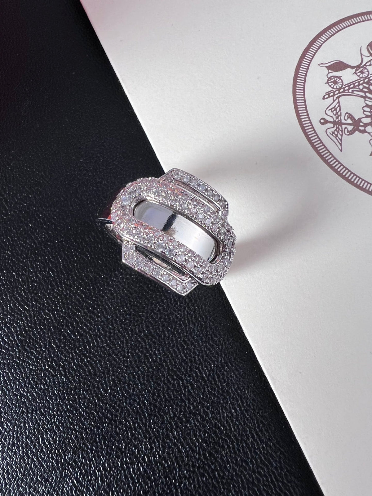 Horse Statement Ring in Polished Metal-Tone – Design 007 front product view