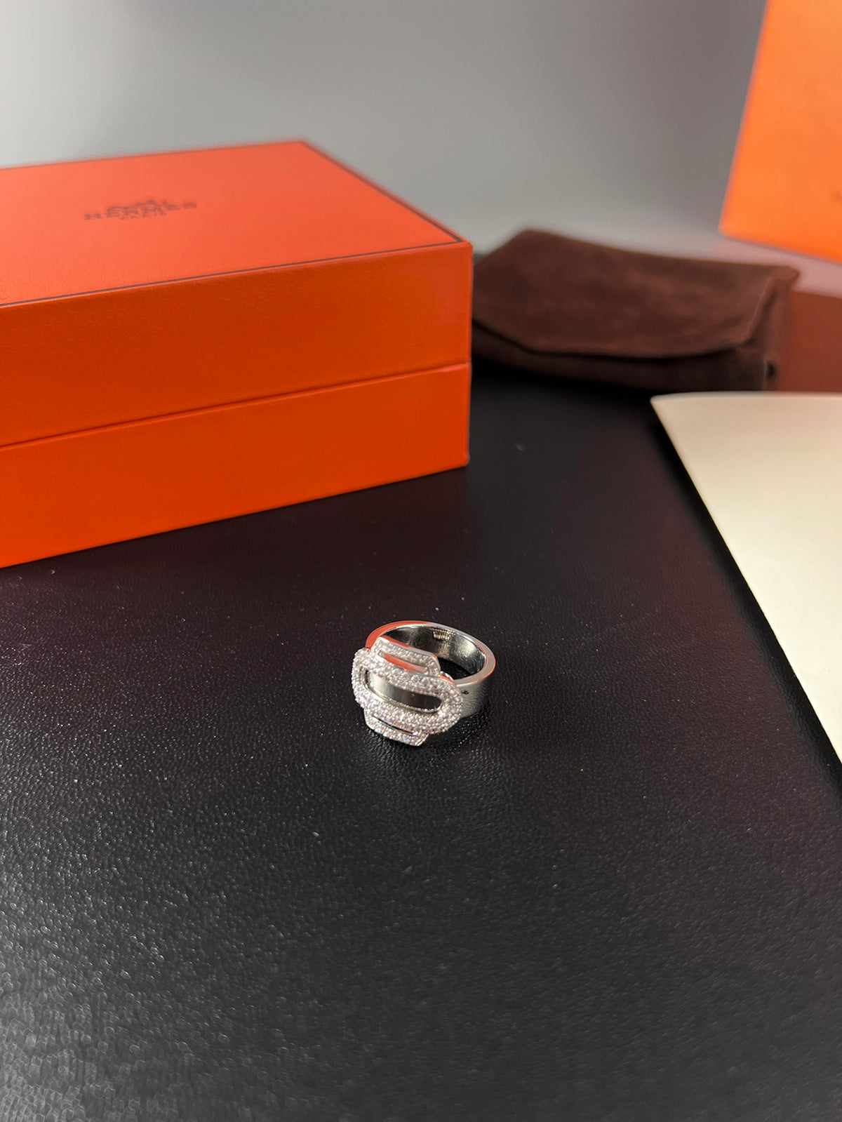 Horse Statement Ring in Polished Metal-Tone – Design 007 close-up detail