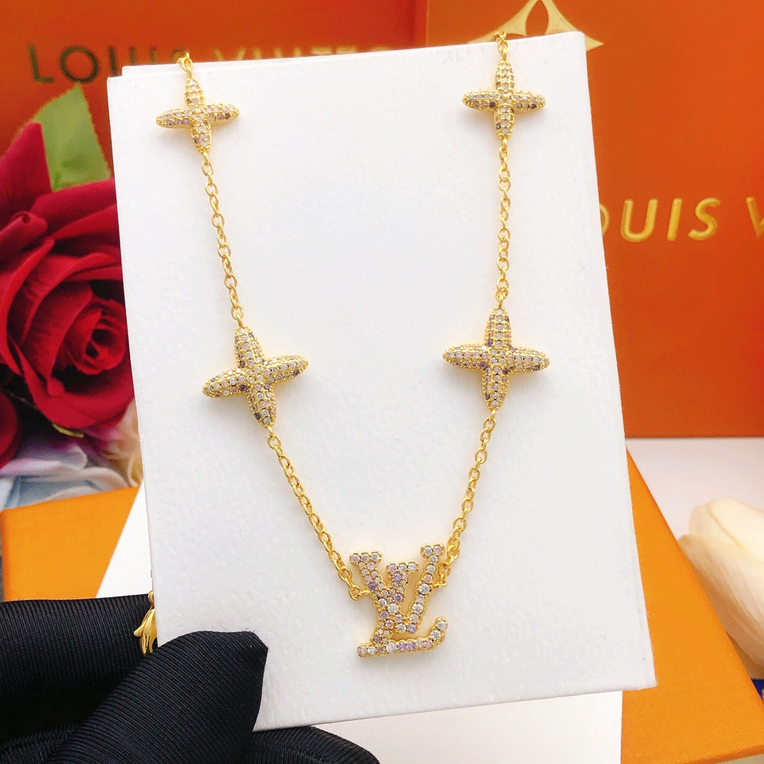 Geometric Emblem Pendant Necklace in Gold-Tone – Design 049 main product view
