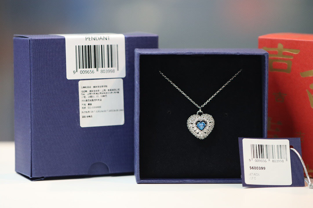 Heart Collarbone Necklace in Polished Metal-Tone front product view