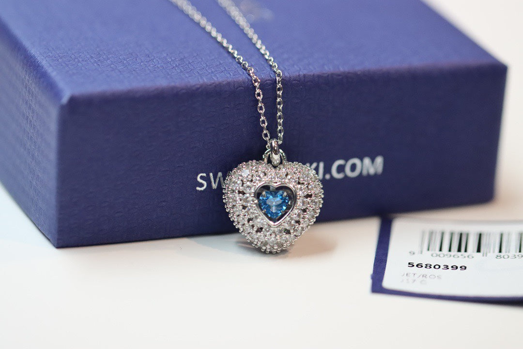 Heart Collarbone Necklace in Polished Metal-Tone close-up detail