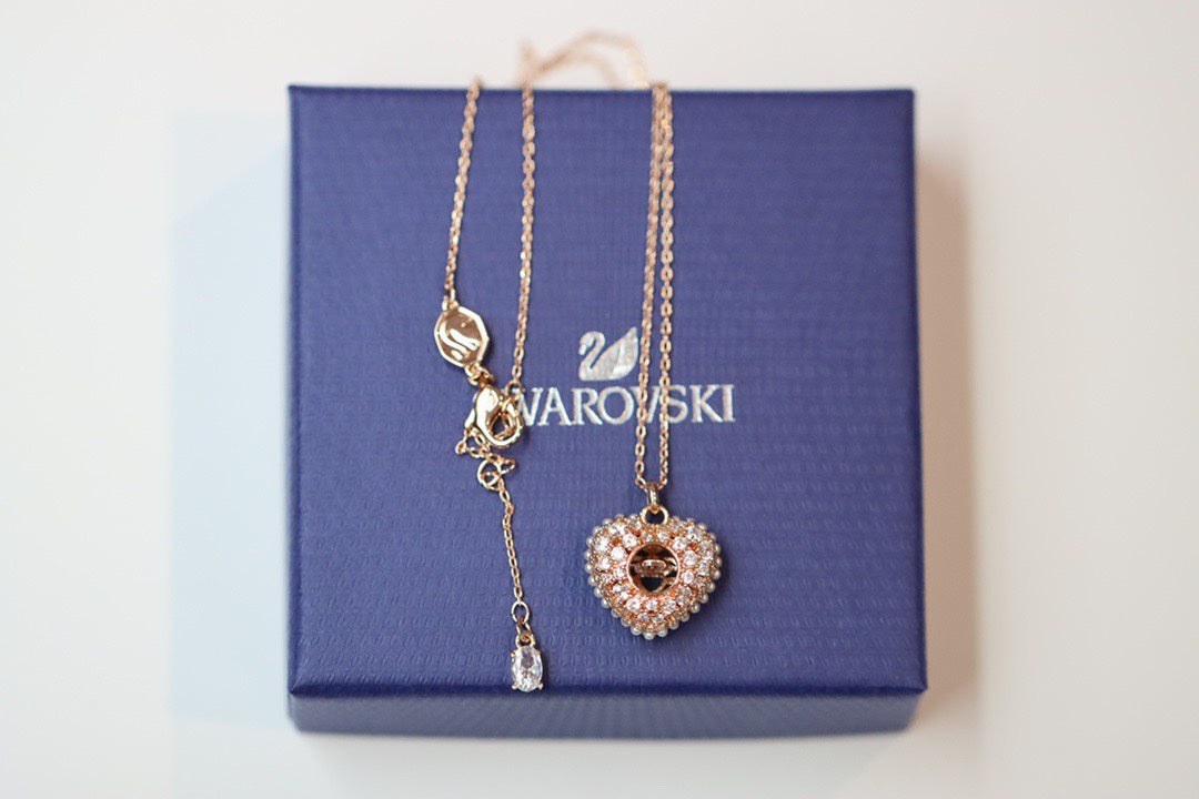 Heart Collarbone Necklace in Rose-Gold-Tone detail view