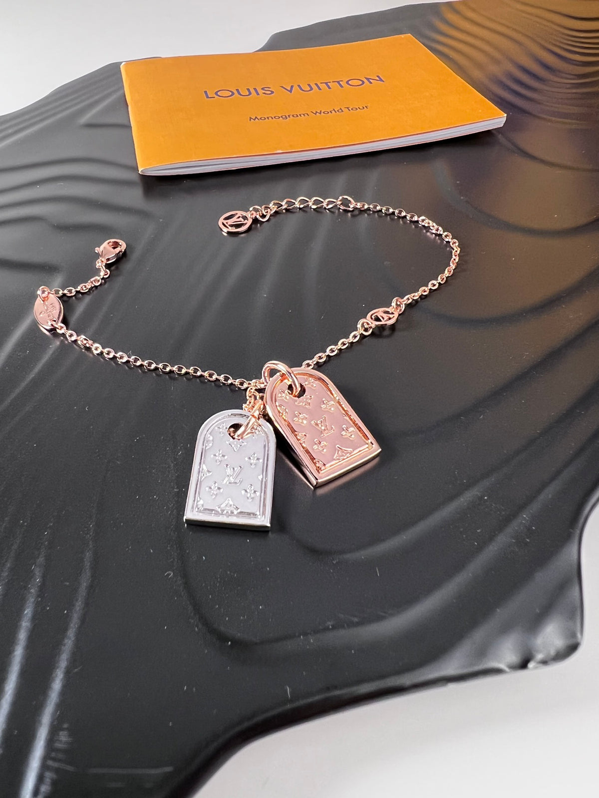 Letter Emblem Bracelet in Polished Metal-Tone – Design 008 detail view