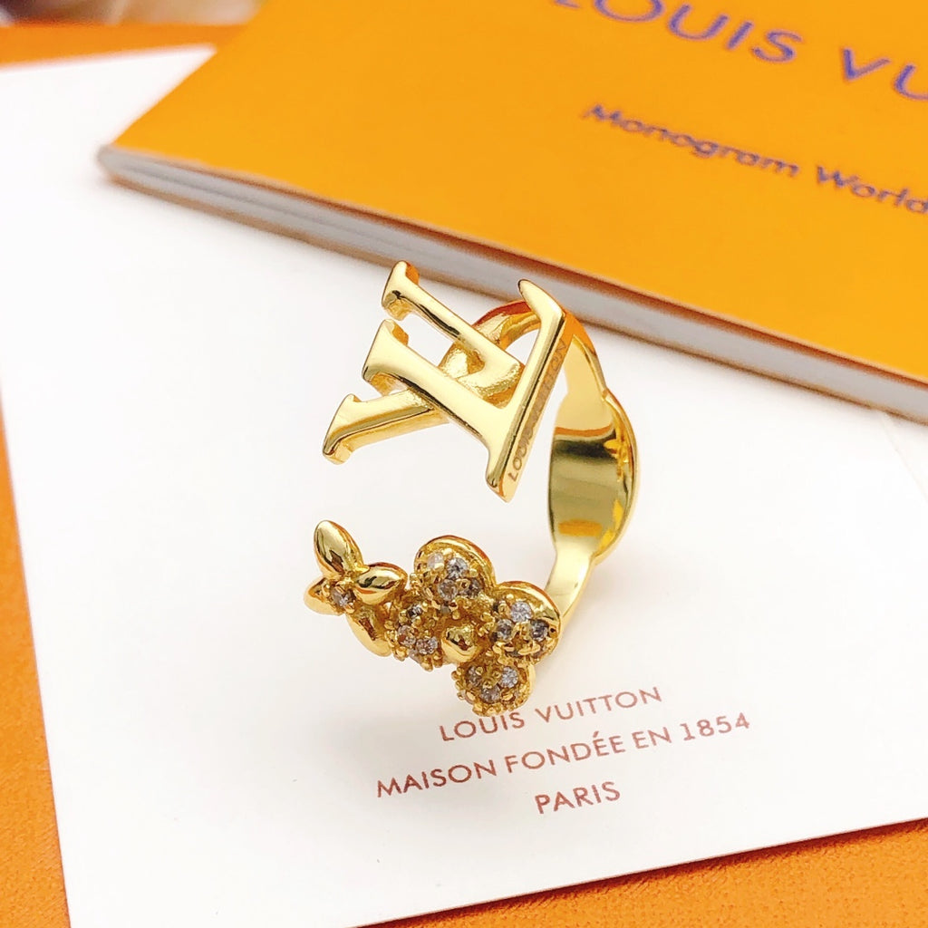 Floral Statement Ring in Gold-Tone – Design 002 front product view