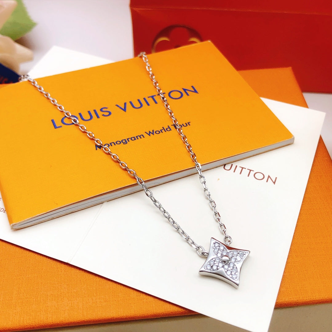 Geometric Emblem Pendant Necklace in Silver-Tone – Silver Detail – Design 006 front product view