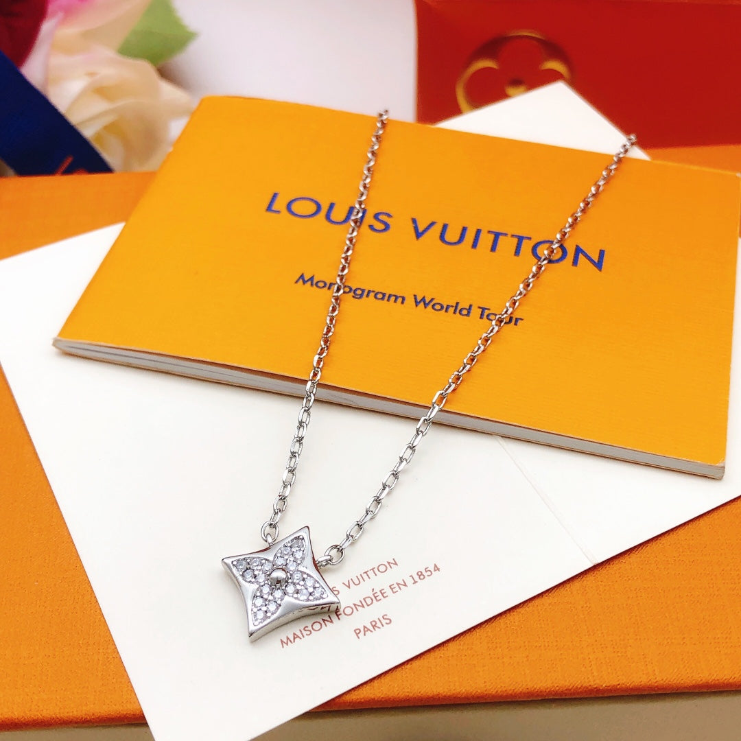 Geometric Emblem Pendant Necklace in Silver-Tone – Silver Detail – Design 006 main product view