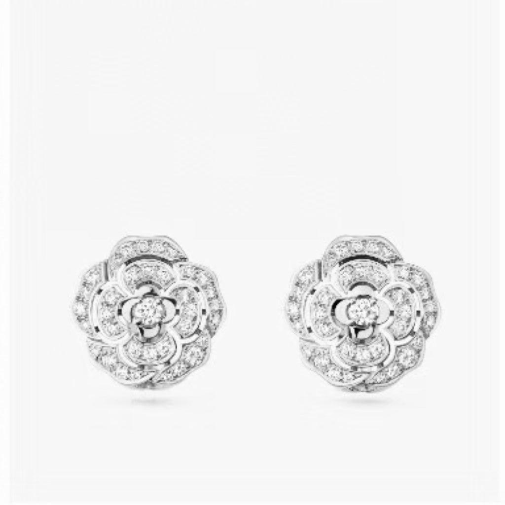 Camellia Jewelry Accessory in Gold-Tone – Camellia Detail – Design 004 front product view