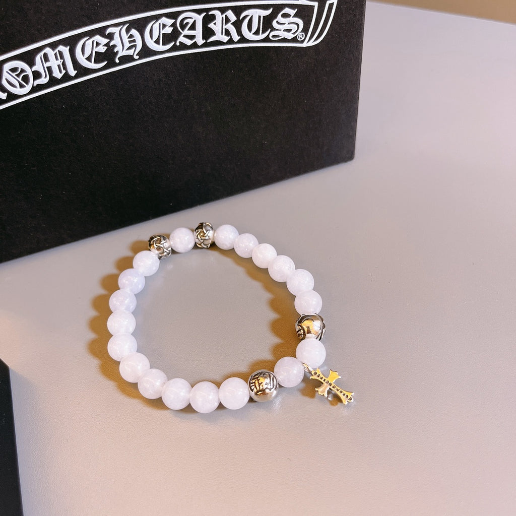 Gothic Emblem Beaded Bracelet in Antique Silver-Tone – Design 38 close-up detail