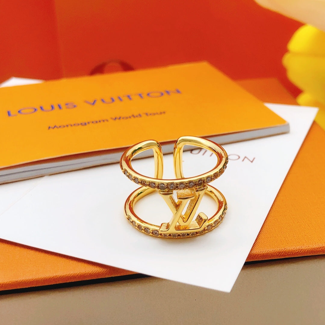 Geometric Emblem Statement Ring in Gold-Tone – Design 015 main product view