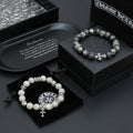 Gothic Emblem Beaded Bracelet in Antique Silver-Tone – Design 07 main product view