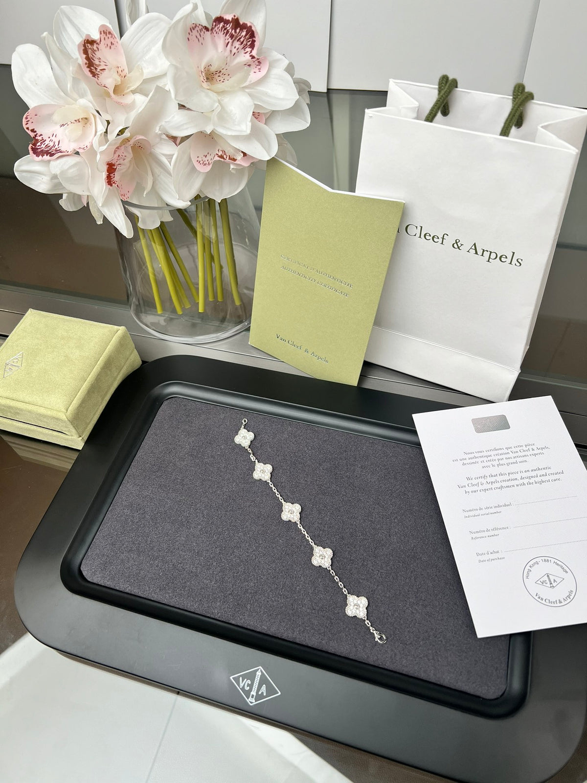 Five-Motif Clover Bracelet in Silver-Tone front product view
