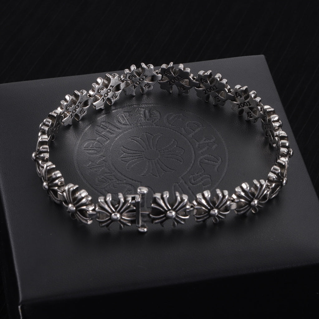 Gothic Emblem Statement Bracelet in Metal-Tone – Design 02 close-up detail