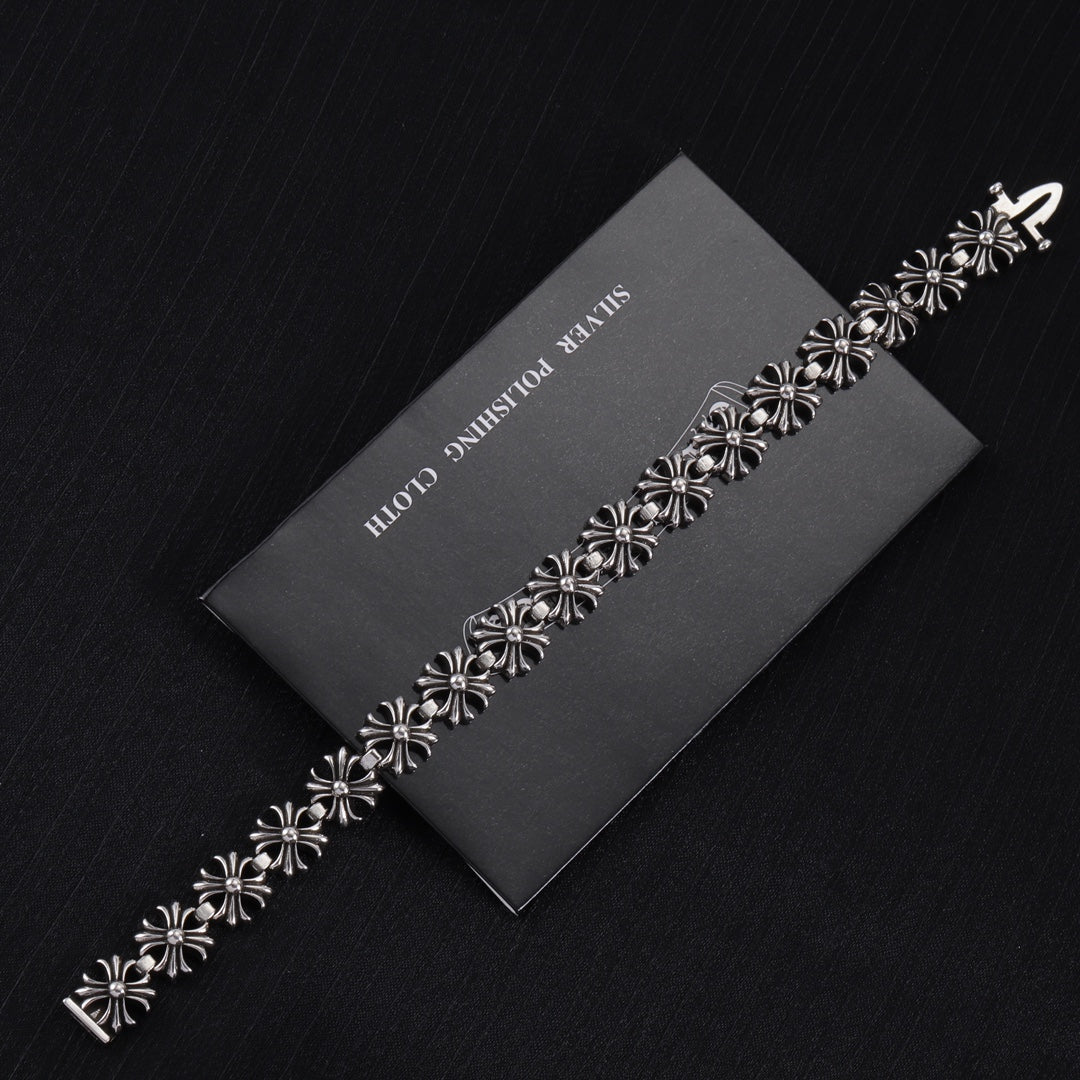 Signature Emblem Bracelet in Polished Metal-Tone – Design 012 front product view